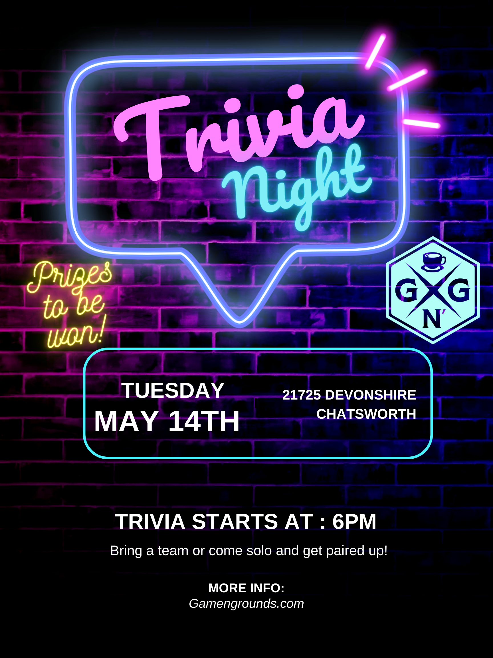 Purple And Blue Modern Neon Trivia Night Poster (2)