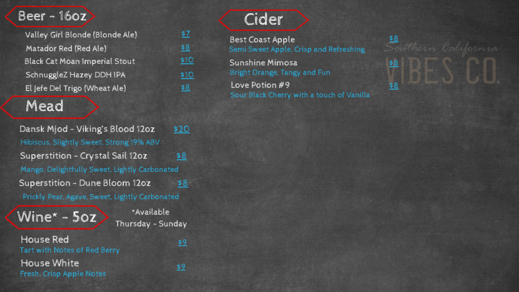 (16 X 9 In) Chalk Menu